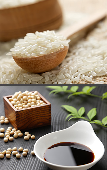 rice and soy sauce